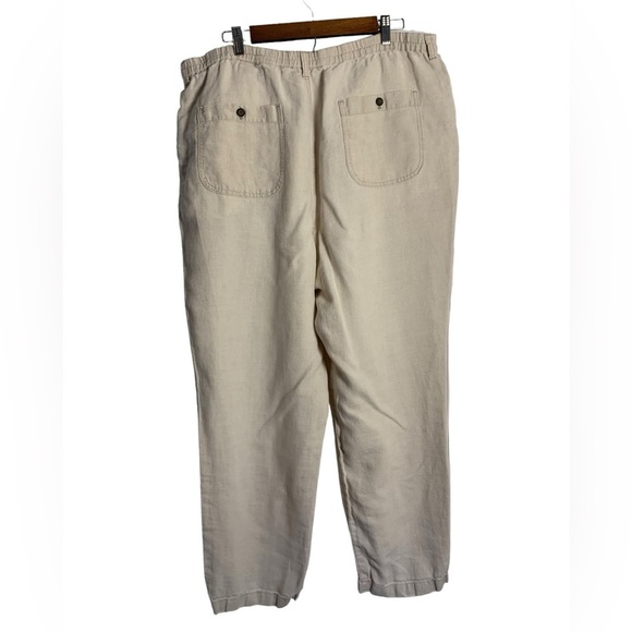 Eddie Bauer 100% Linen Elastic Waist Trousers Khaki Plus Size XXL - Picture 2 of 10